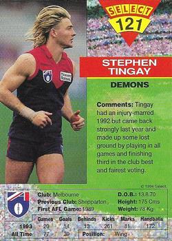 1994 Select AFL #121 Stephen Tingay Back